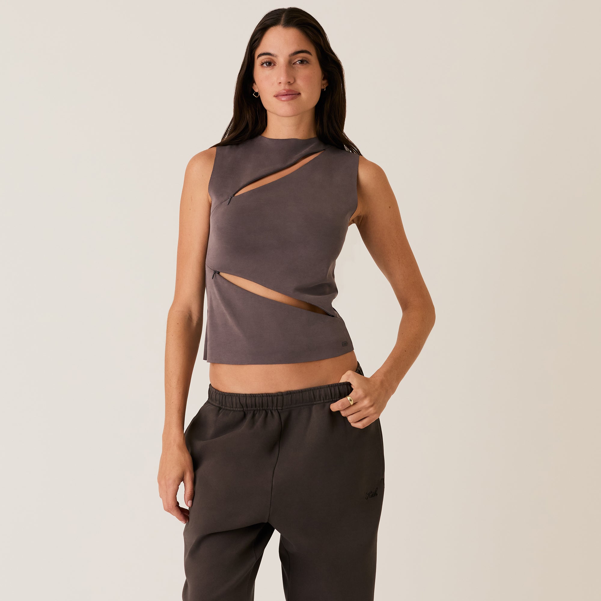 Kith Women Scarlett Zip Shell Tank - Hematite – Kith Canada