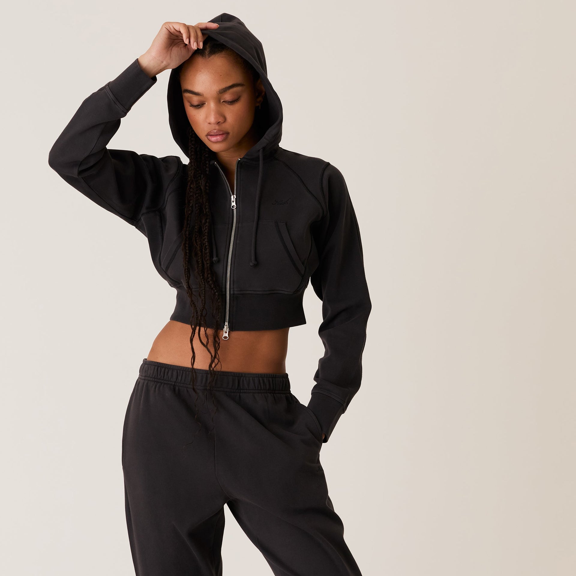 Kith Women Davin Cropped Hoodie - Black