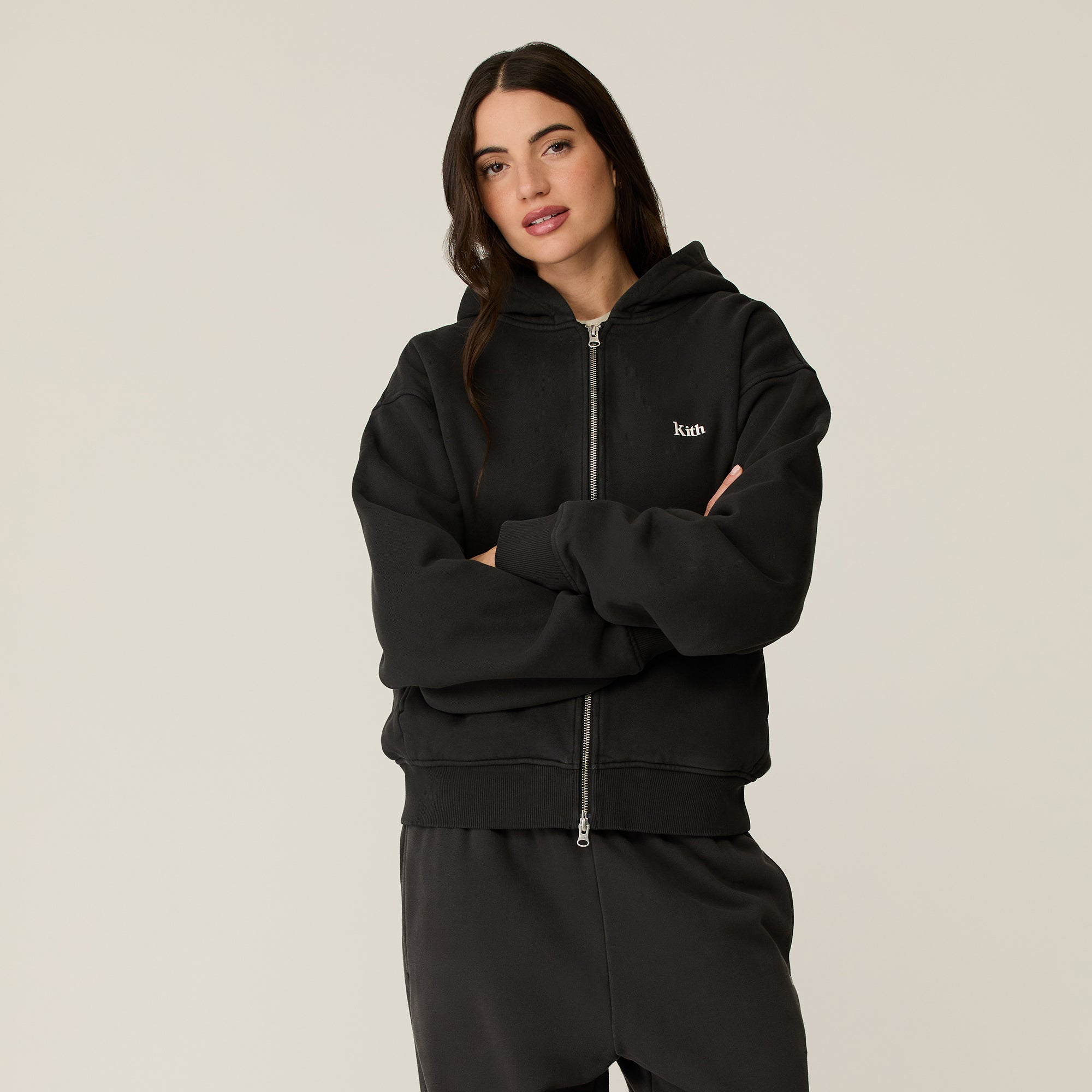 Kith Women Tanner Full Zip Hoodie - Black – Kith Canada