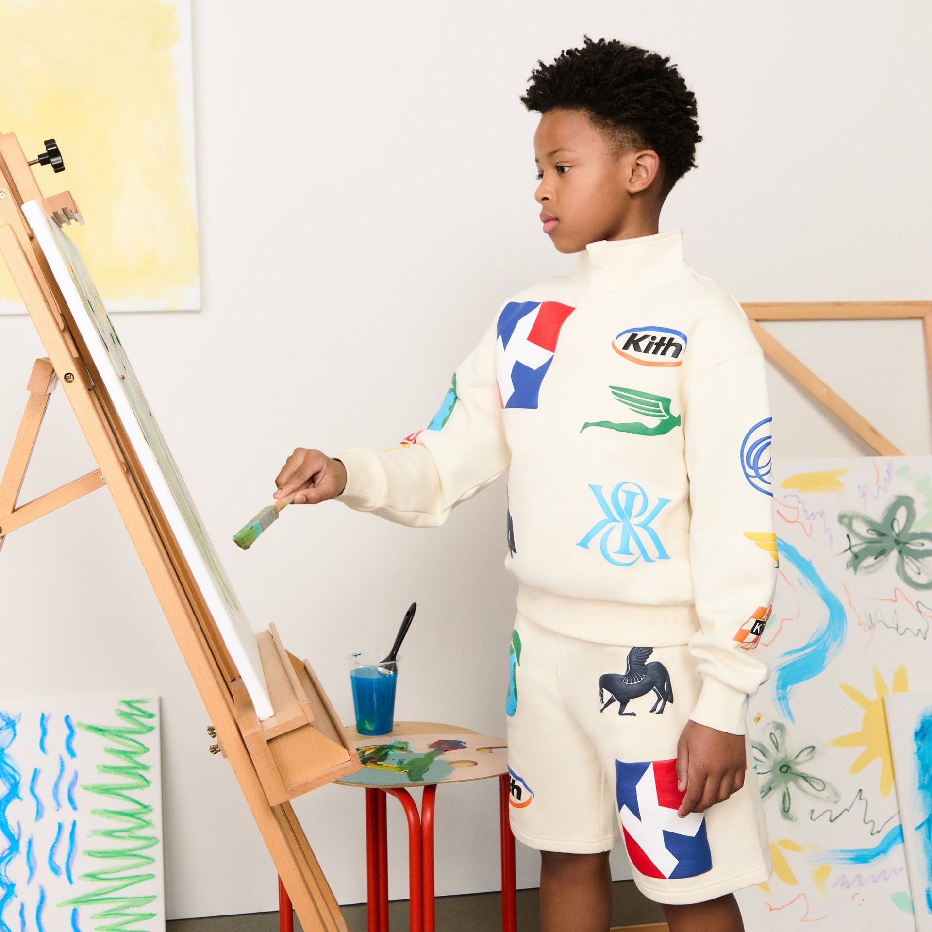 Kith Kids Logo Nelson Short - Sandrift