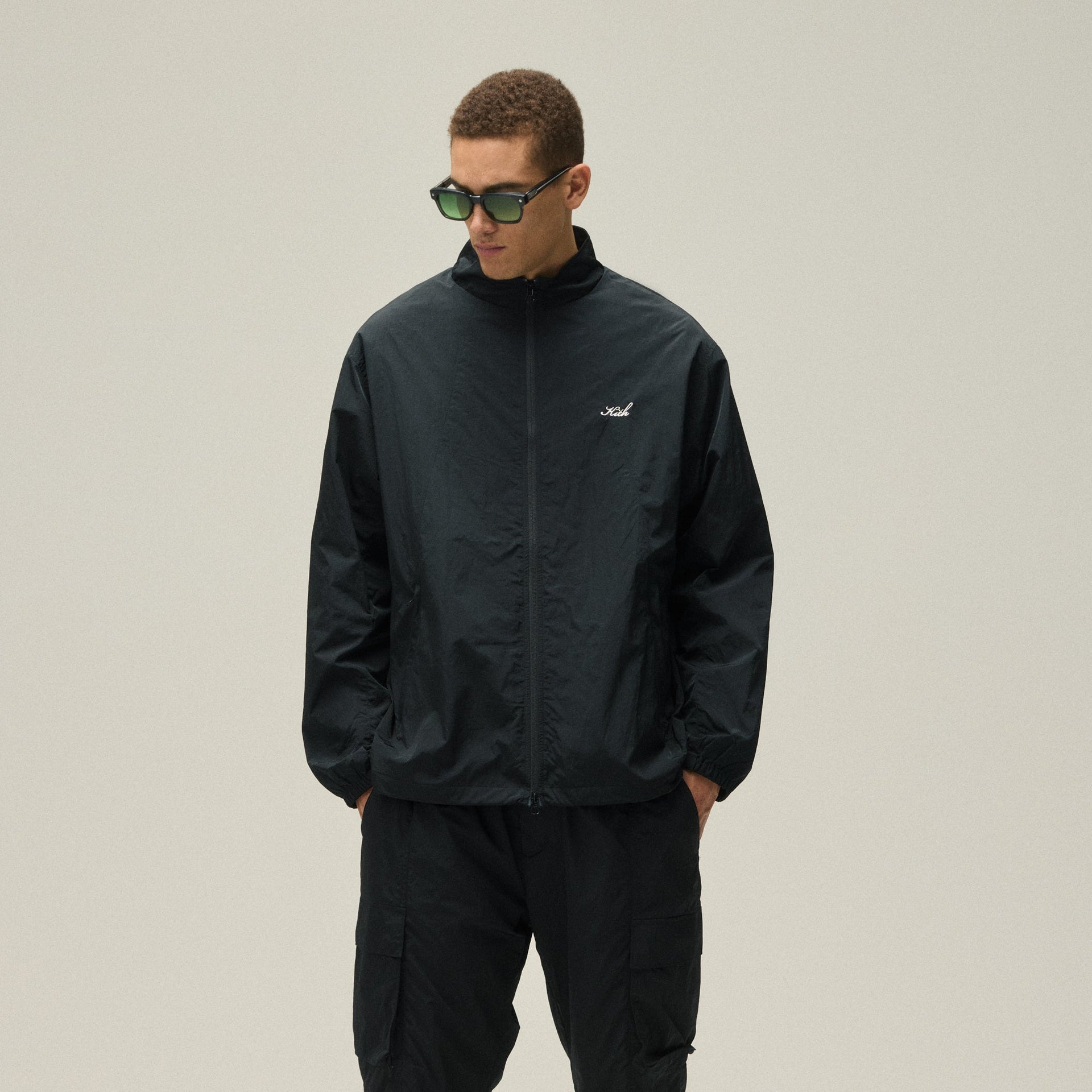 Kith Wrinkle Nylon Windsor Panelled Track Jacket - Black