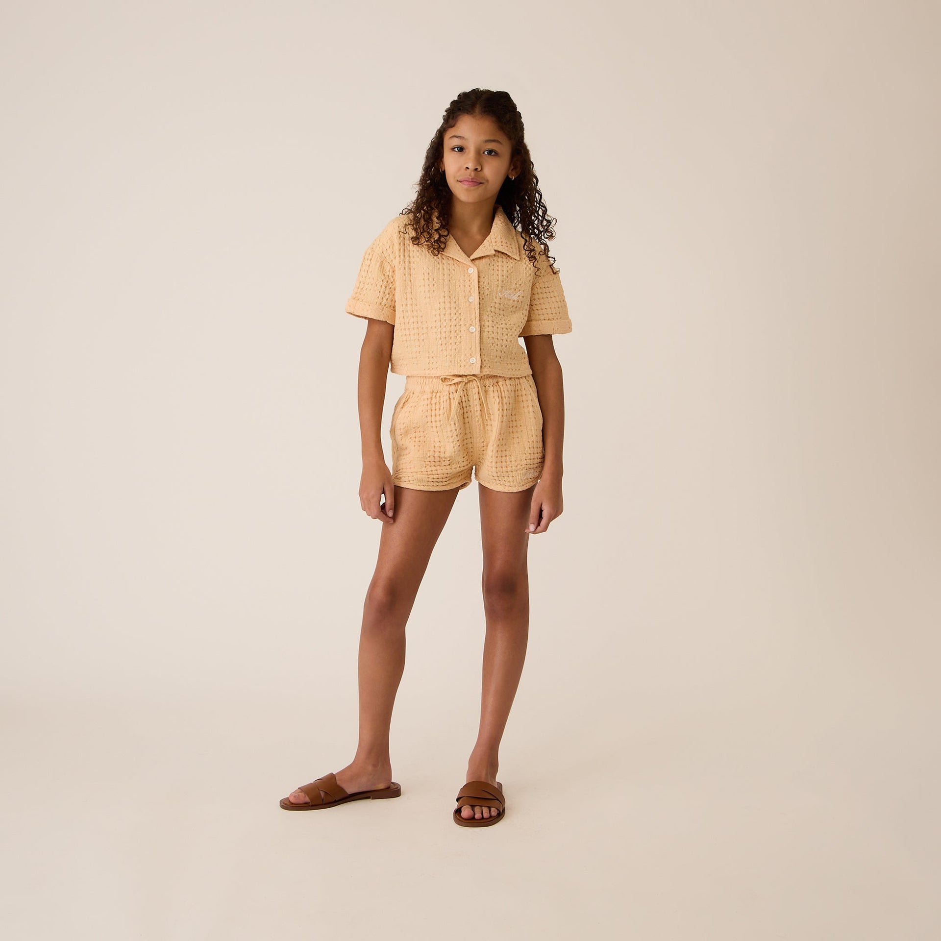 Kith Kids Jayda Cropped Textured Camp Shirt - Mycena