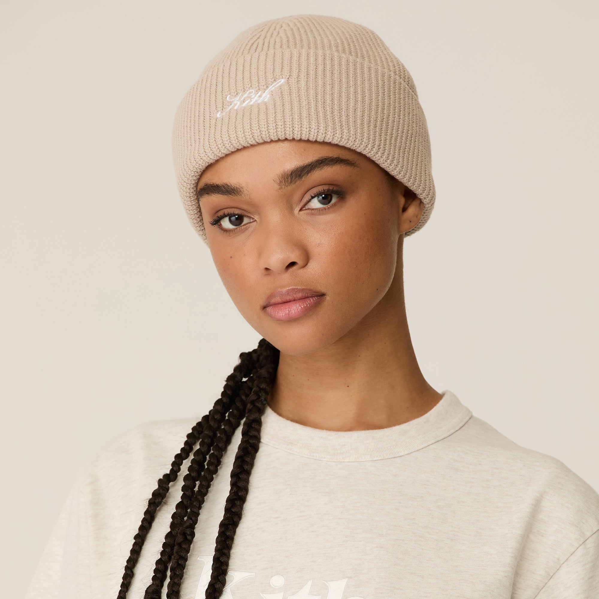 kith beanie ニット帽 ホワイト レディース X-girl ニット帽 ニットキャップ PATCHED LOGO BEANIE