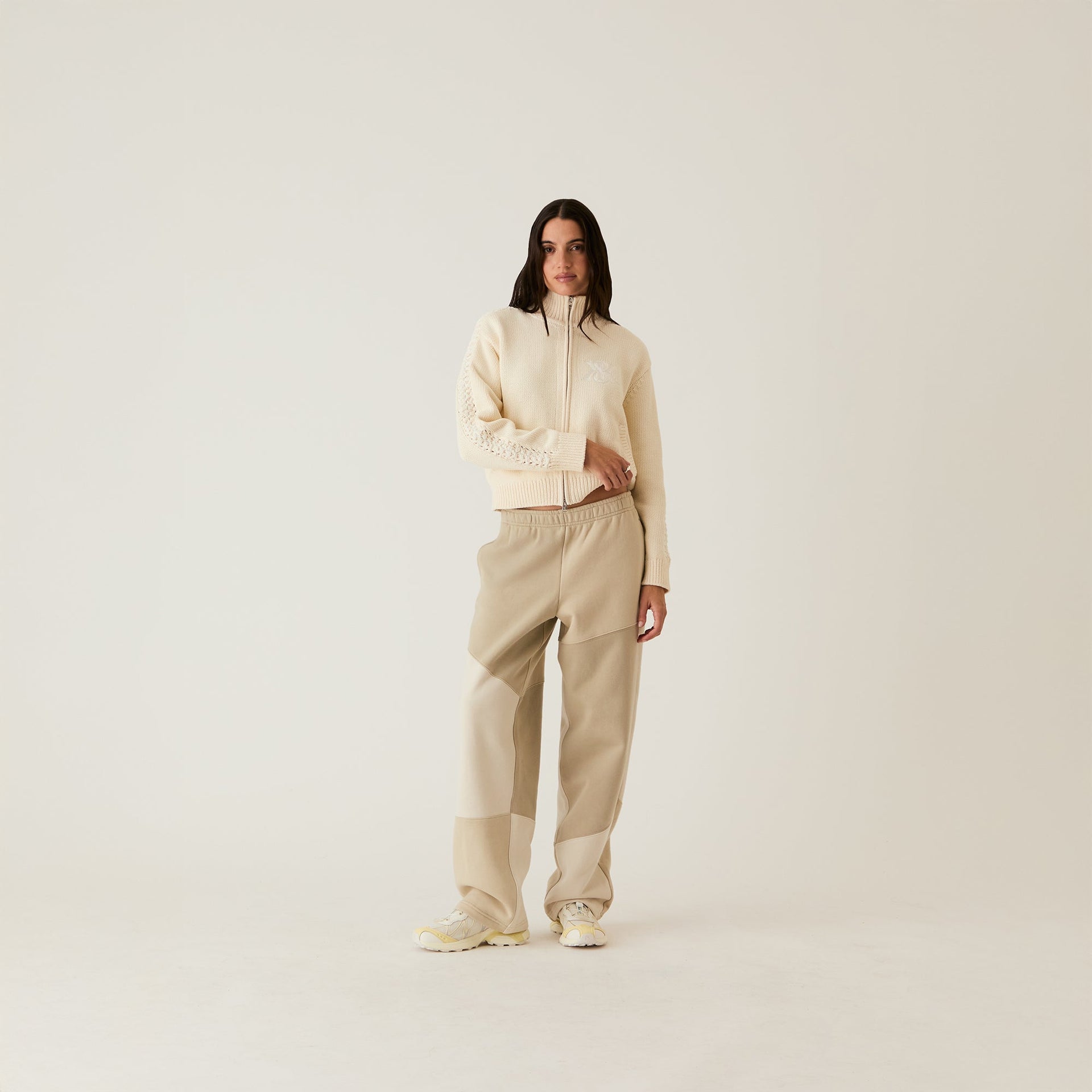 Kith Women Wyler Crest Full Zip Sweater - Sandrift