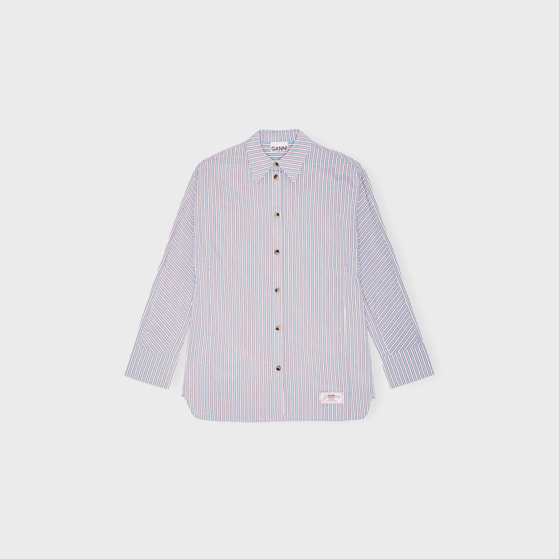 Ganni Yarn Dyed Stripe Shirt - Soft Chambray