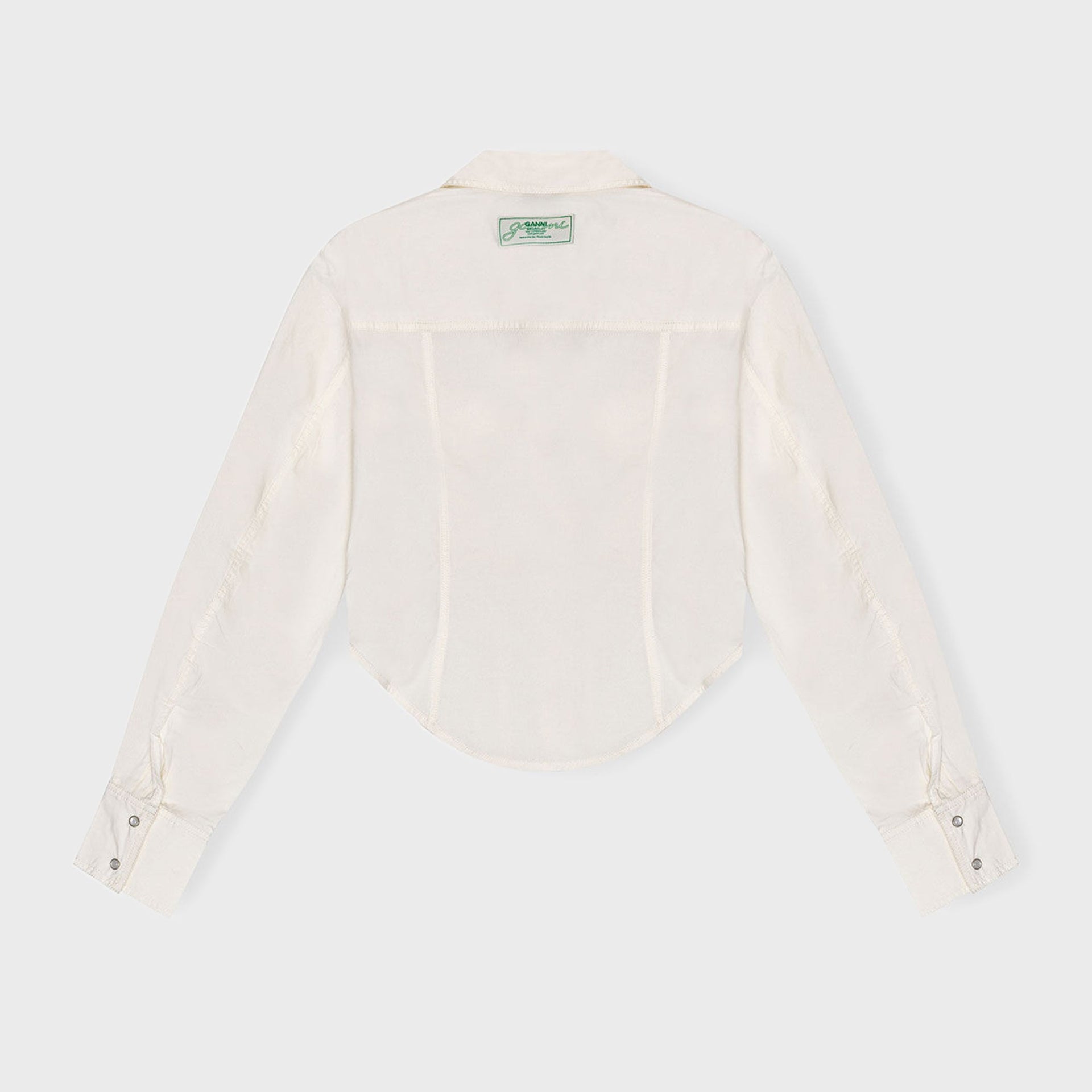 Ganni Washed Stretch Cotton Corset Blouse - Egret