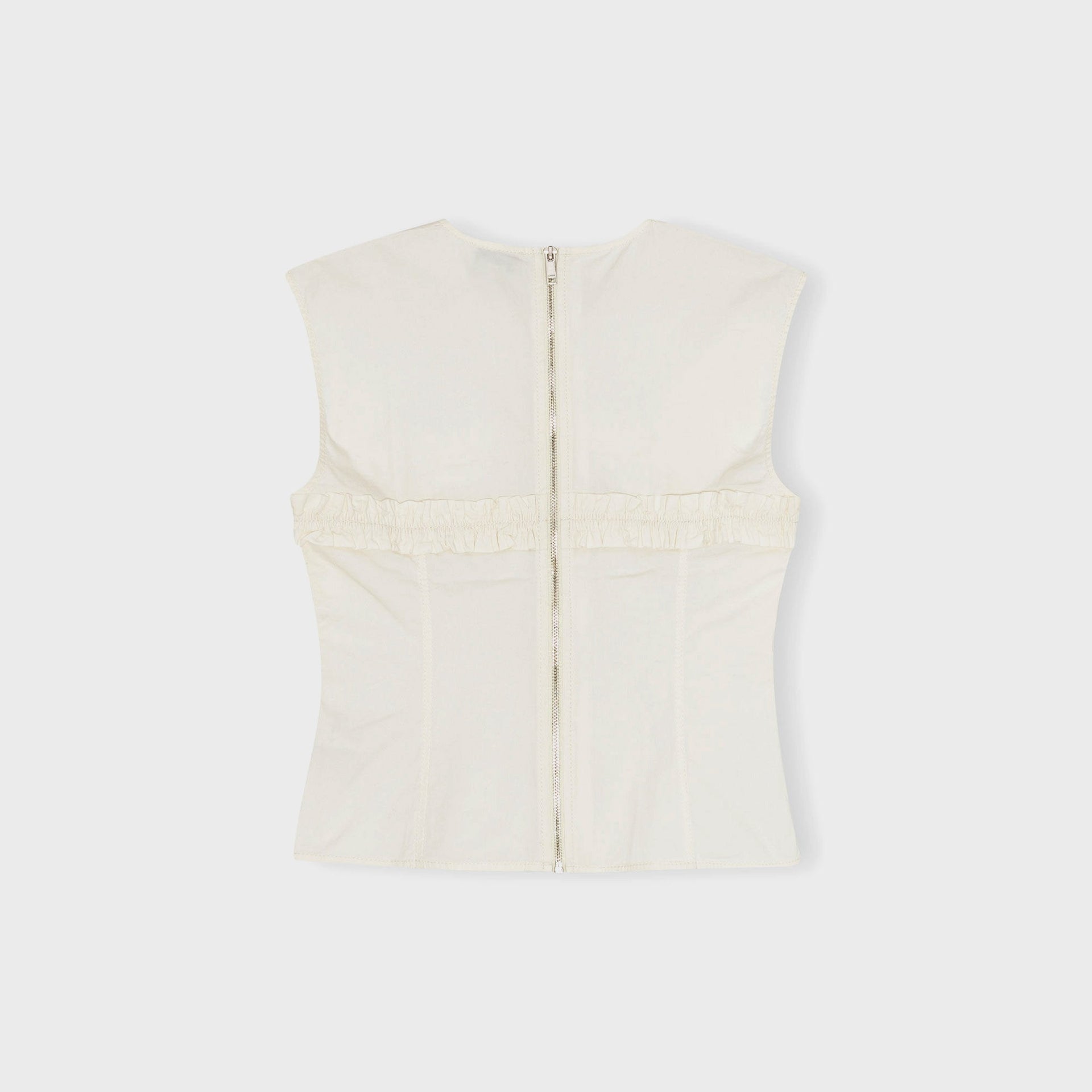 Ganni Washed Stretch Cotton Corset Blouse - Egret