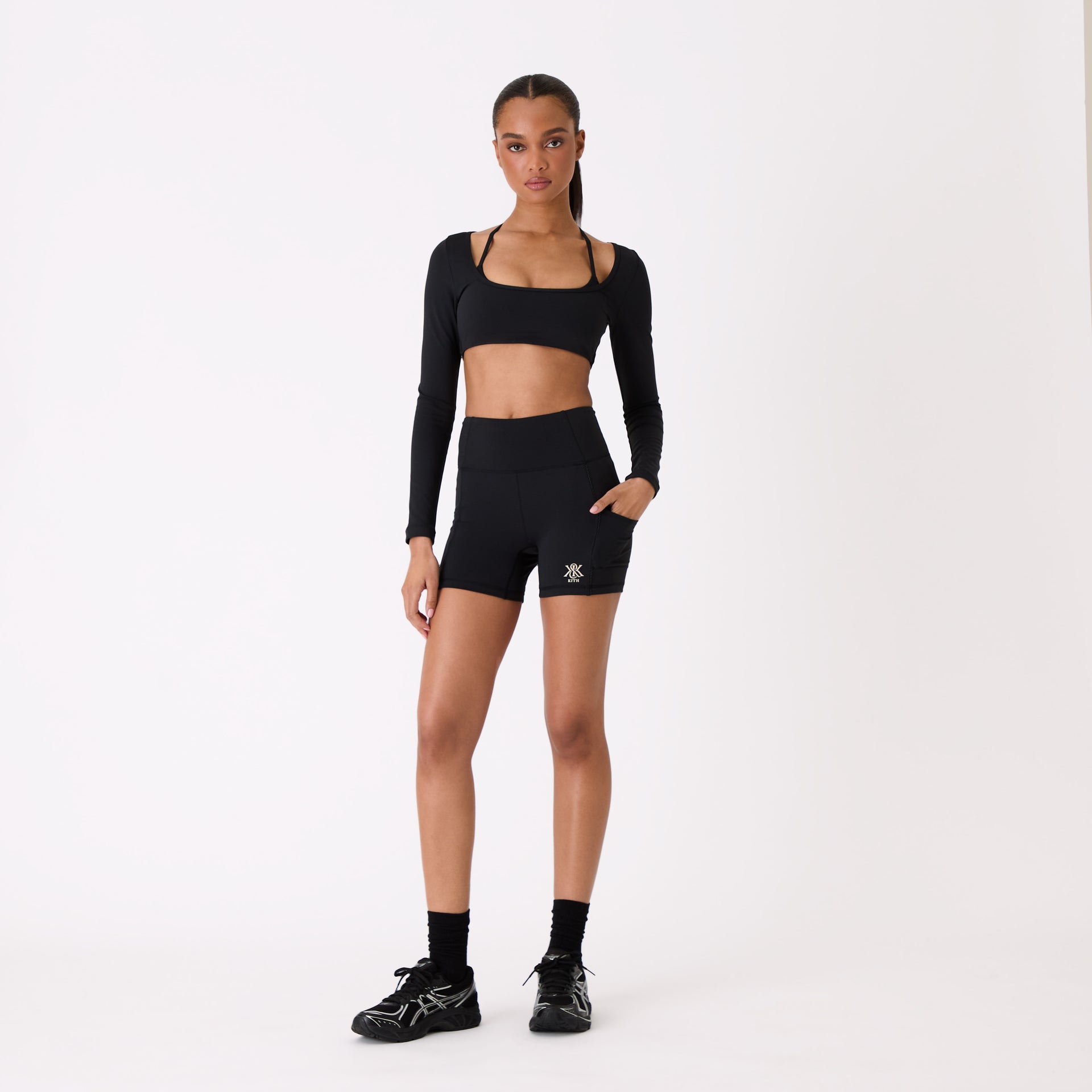 Kith Women Kaine Layered Long Sleeve Bra Top - Black PH