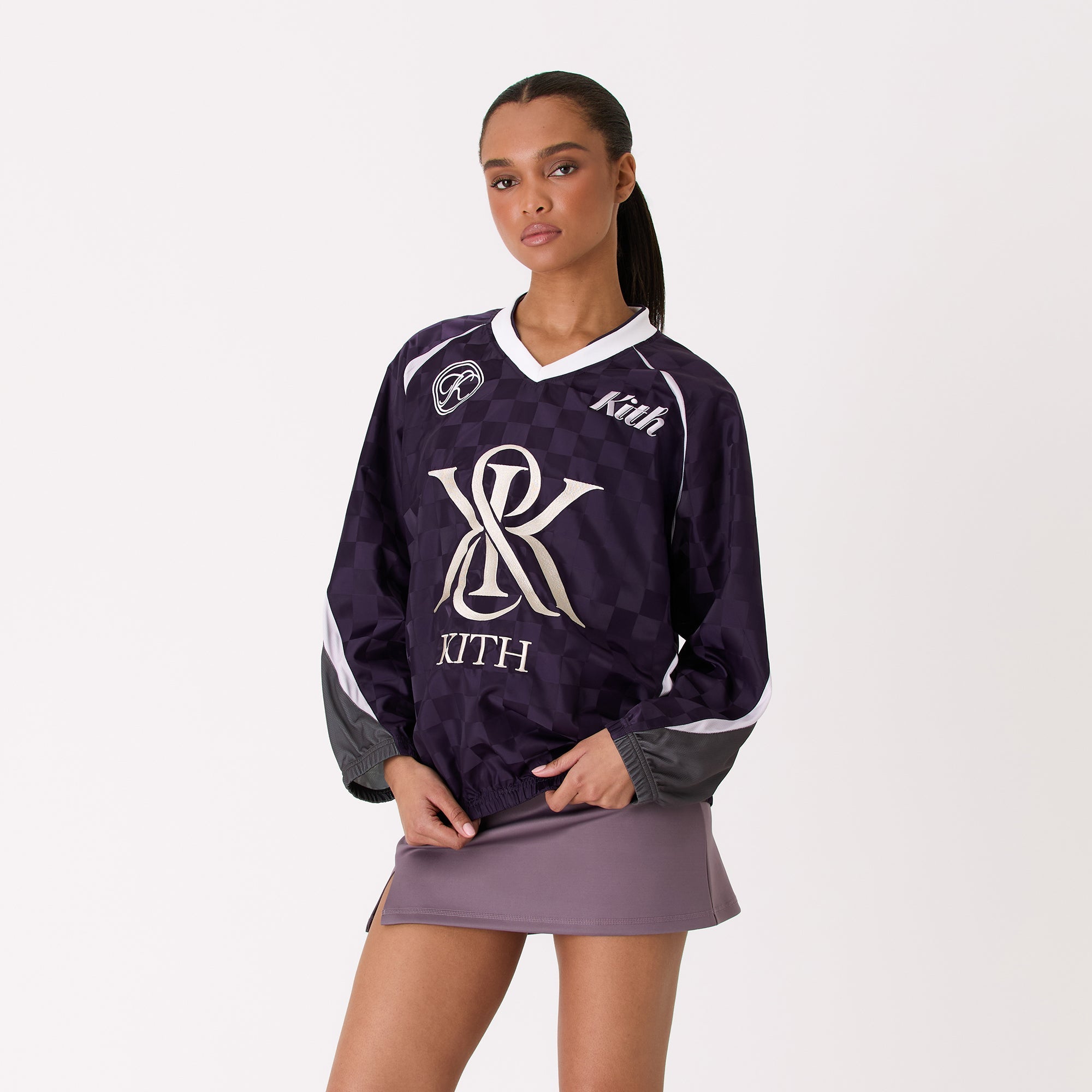 Kith Women Checkered Satin Dayton Combo Pullover