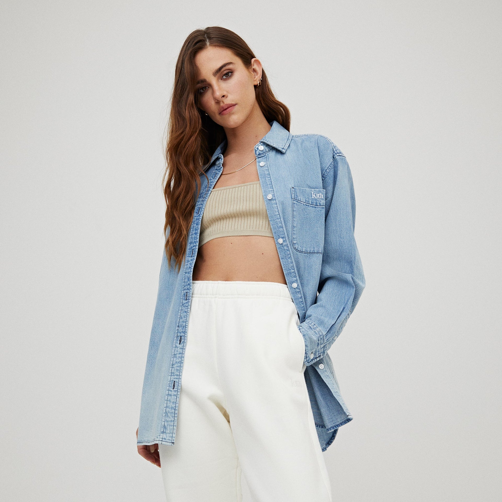 Kith Women Ora II Denim Shirt - Hayden Mid Wash